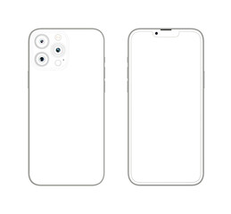 Phone outline mockup, Smart phone. Front and back design smartphone. Mobile phone mockup.