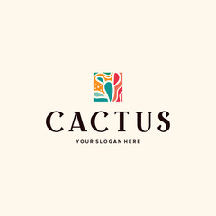 Flat colorful design modern CACTUS logo design
