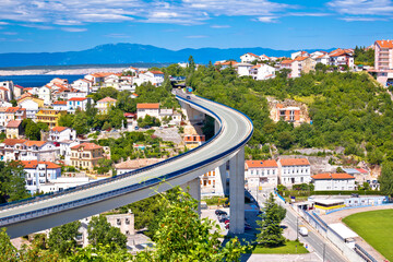 Town of Crikvenica and road viaduct view