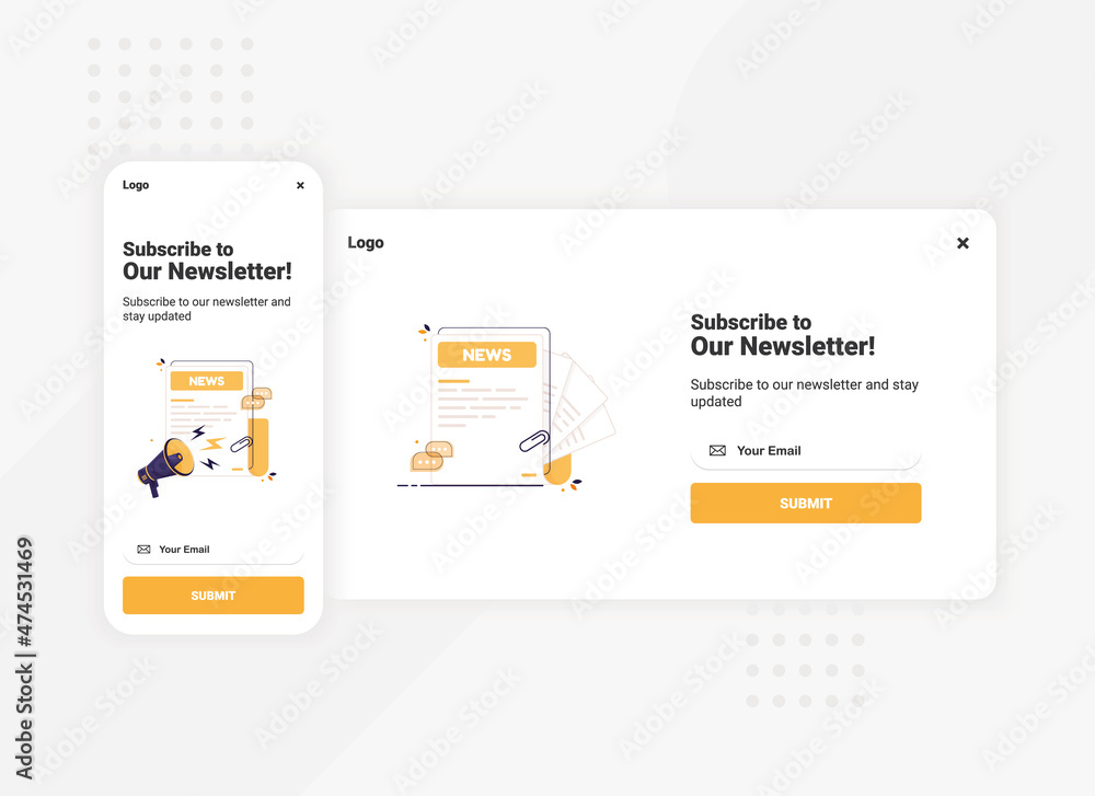 Poster subscribe to newsletter banner template for mobile and desktop version