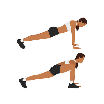 Woman doing Groiners exercise. Flat vector illustration isolated on white background