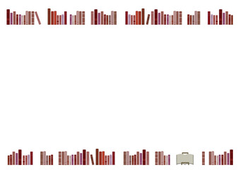 イラスト素材：パステルカラーの可愛い本が並んだフレーム