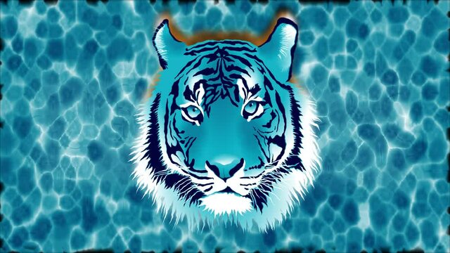 Water Tiger - Symbol of 2022 - Water and Tiger Animation