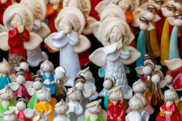 Colorful Christmas Decorations at Traditional Christmas Market.