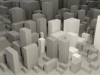 Gray monotonous rectangular buildings within the concrete city. - obrazy, fototapety, plakaty