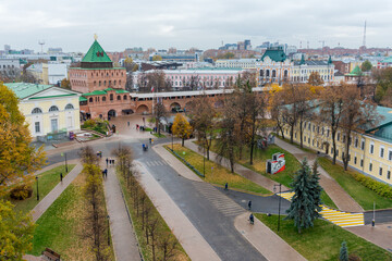 Fototapeta na wymiar View of the Volga River from the observation deck in the Nizhny Novgorod Kremlin