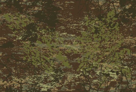 Simple vector camouflage seamless pattern in khaki color. Brown green abstract texture