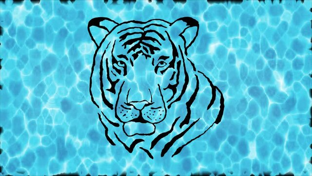 Water Tiger - Symbol of 2022 - Water and Tiger Animation