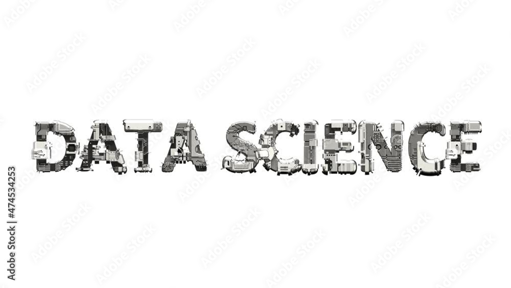 Poster data science text of technogenic metal scrap cyber details, isolated - loop video