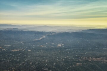SAN FRANCISCO, CALIFORNIA  September 2021 airplane view of San Francisco and Bay. United State, USA.