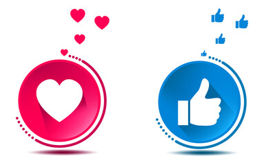 social media icon. Abstract funny 3d style emoji emoticon reactions color icon set.