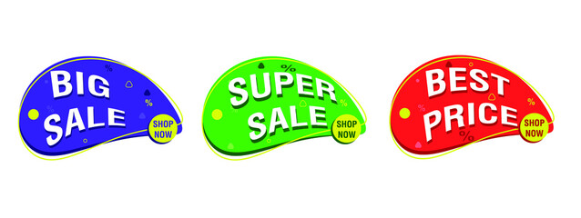 Modern dynamic mobile fluid for sale banners. Sale banner template design, social network Flash sale special offer set