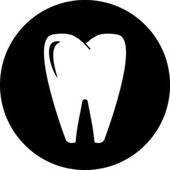 Tooth icon vector on Black background, dental line icon