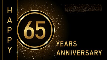 65th anniversary logo template Vector design birthday celebration, Golden anniversary emblem with ribbon. Design for booklet, leaflet, magazine, brochure, poster, web, invitation or greeting card.