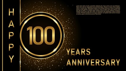 100th anniversary logo template Vector design birthday celebration, Golden anniversary emblem with ribbon. Design for booklet, leaflet, magazine, brochure, poster, web, invitation or greeting card.