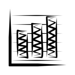 Simple vector hand-drawn chart icon. Black and white linear diagram doodle