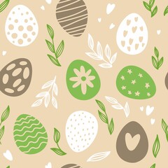 Materiał do szycia Vector Easter pattern with Easter egg drawings