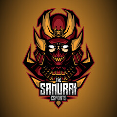 E sport mascot of armored samurai head