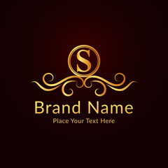 Flat golden elegant  ornamental logo template © Stockriaz