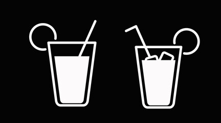 Drinks Icon Set. Vector isolated back and white set of different drinks