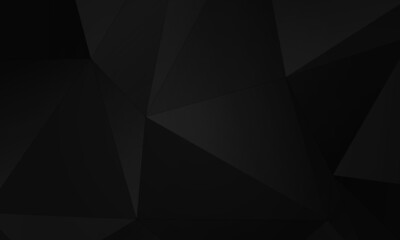 Futuristic black low poly background, abstract geometric rumpled triangular style.