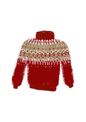 Norwegian red Christmas knitted winter sweater