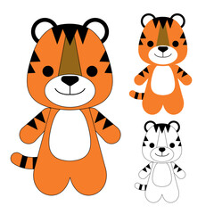 Tiger cute orange toy cartoon black stripes