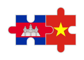 puzzle pieces of cambodia and vietnam flags. vector illustration isolated on white background - Powered by Adobe