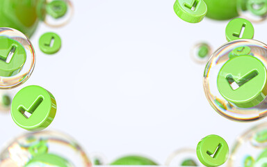 checkmark iconic blank space advertising background concept for website banner poster 3d render