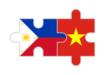 puzzle pieces of philippines and vietnam flags. vector illustration isolated on white background