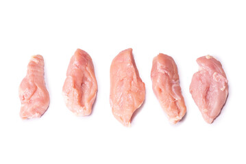 Raw chicken fillet isolated on white background.