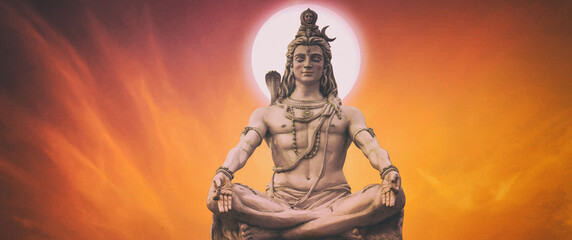 God Shiva statue beautiful poster of mahadev Shiva - obrazy, fototapety, plakaty