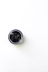 spiral-shaped wire inside a circle on an isolated white background.