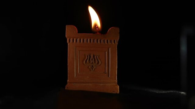 Handmade Tia (oil lamp) with the trident symbol used in Deepavali, Maha Shivaratri and many other religious festivals.