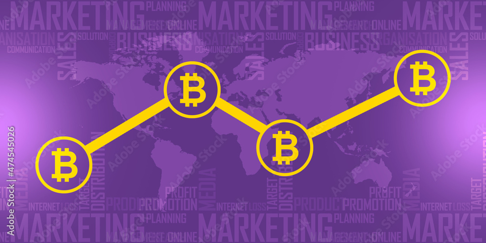 Poster 3d rendering stock market online business concept. business graph with bit coin