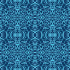 abstract linear tangled lacy blue ornament pattern