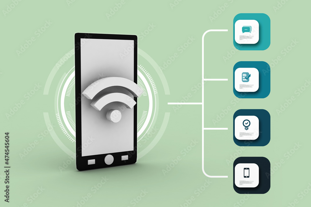 Aufkleber 3d rendering transmitter mobile wifi