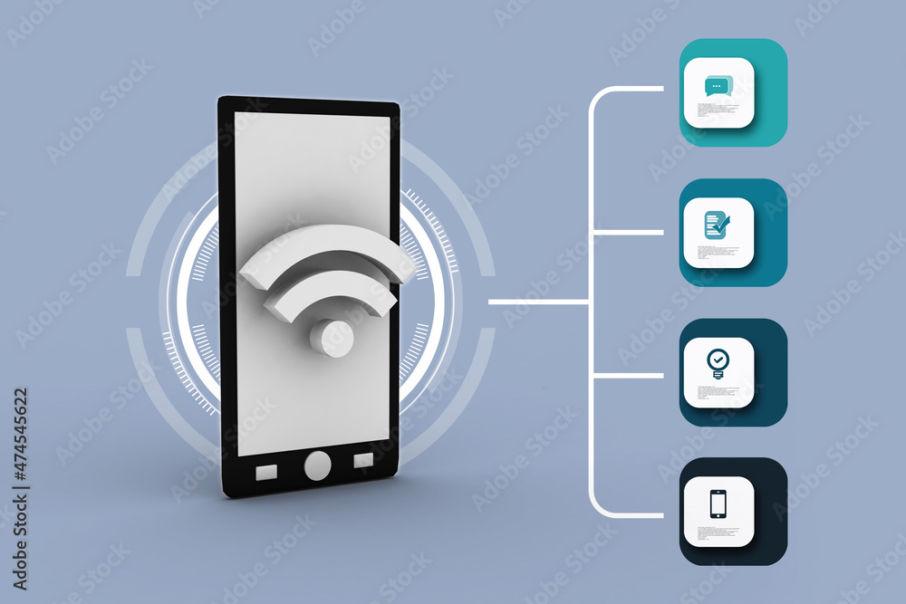 Aufkleber 3d rendering transmitter mobile wifi