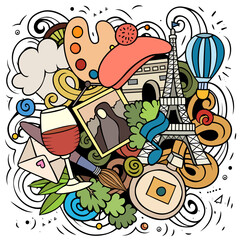 Obraz na płótnie Canvas France cartoon vector doodle illustration