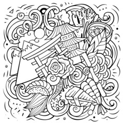 Japan cartoon vector doodle illustration