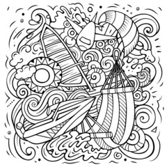 Maldives cartoon vector doodle illustration