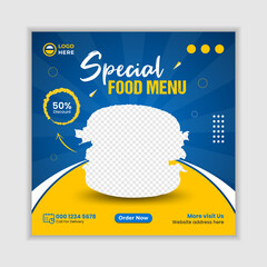 Fototapeta premium Special food menu social media and Instagram post banner template design