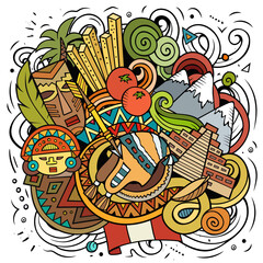 Obraz premium Peru cartoon vector doodle illustration