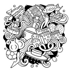 Spain hand drawn cartoon doodle illustration