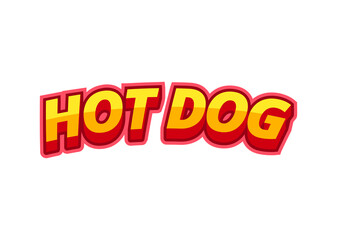Inscription hotdog in pop-art style on a white background from multicolored letters. For monster menu decoration and printing. Vector illustration.