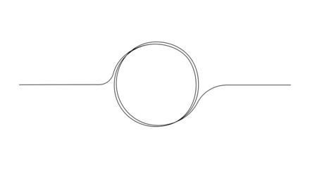 Continu één lijntekening van zwarte cirkel. Ronde frame schets schets op witte achtergrond. Doodle vectorillustratie