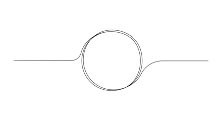 Keuken foto achterwand Een lijn Continu één lijntekening van zwarte cirkel. Ronde frame schets schets op witte achtergrond. Doodle vectorillustratie