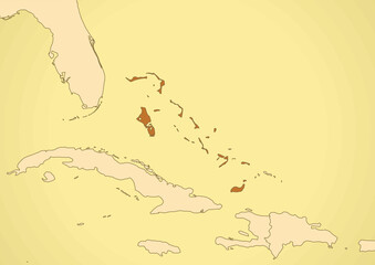 Bahamas map old vintage North America