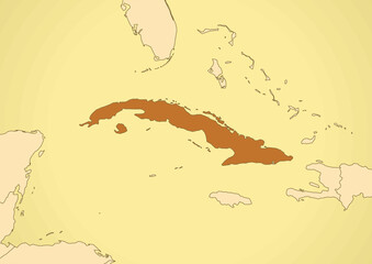 Cuba map old vintage North America
