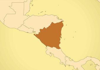 Nicaragua map old vintage North America